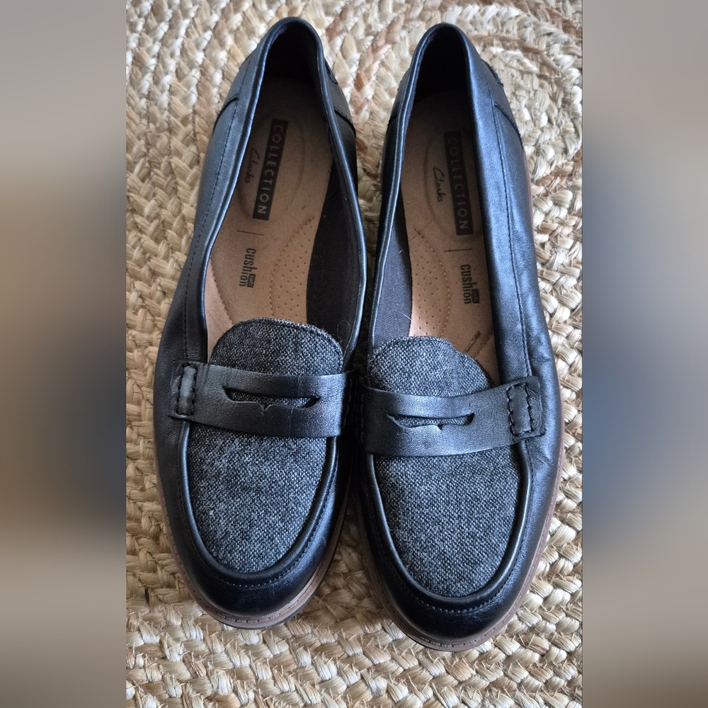 Clarks Collection Eletta Black Loafers  Sz.7.5